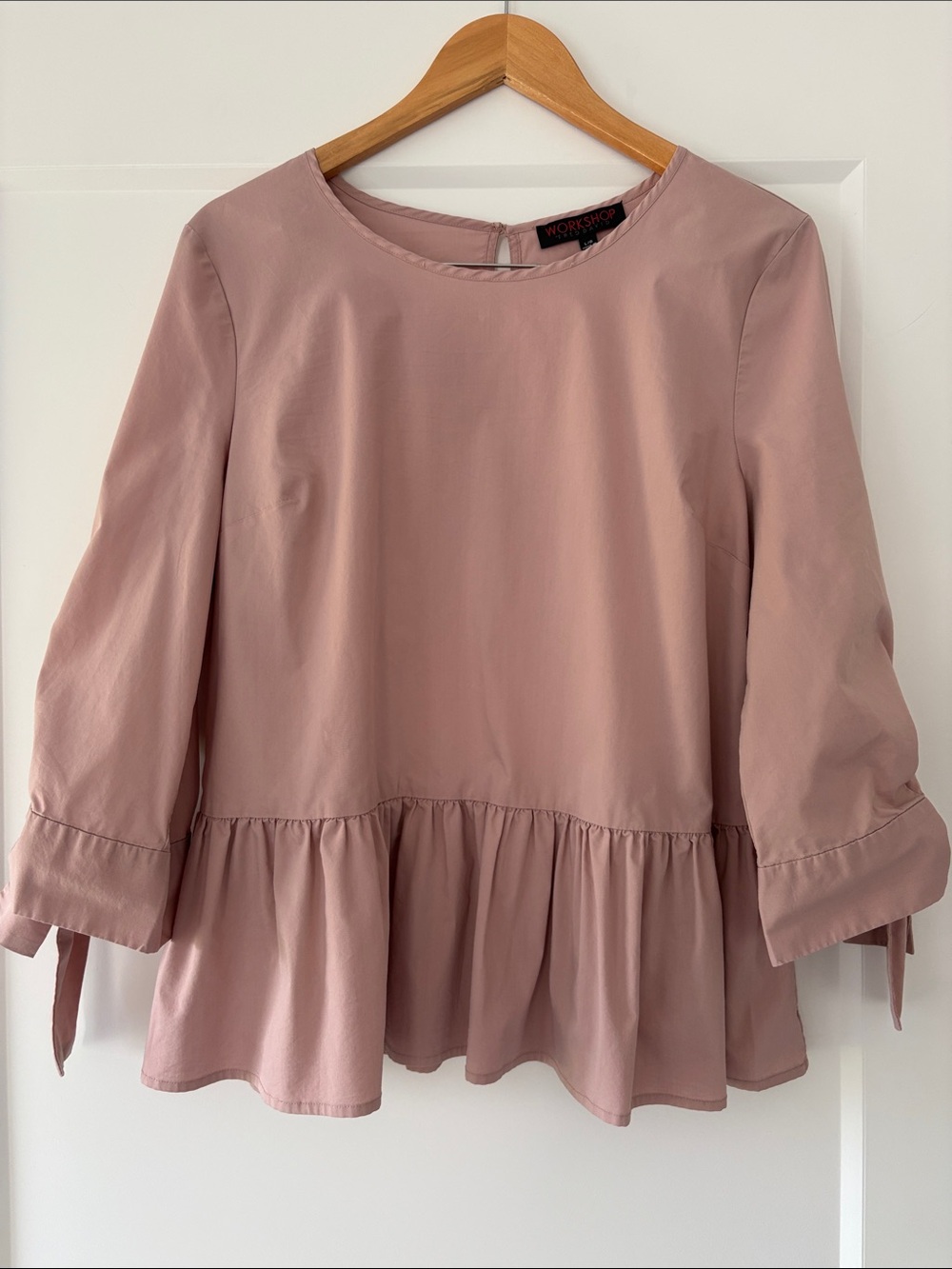 Workshop by Fred David Peplum Tie-Cuff Blouse